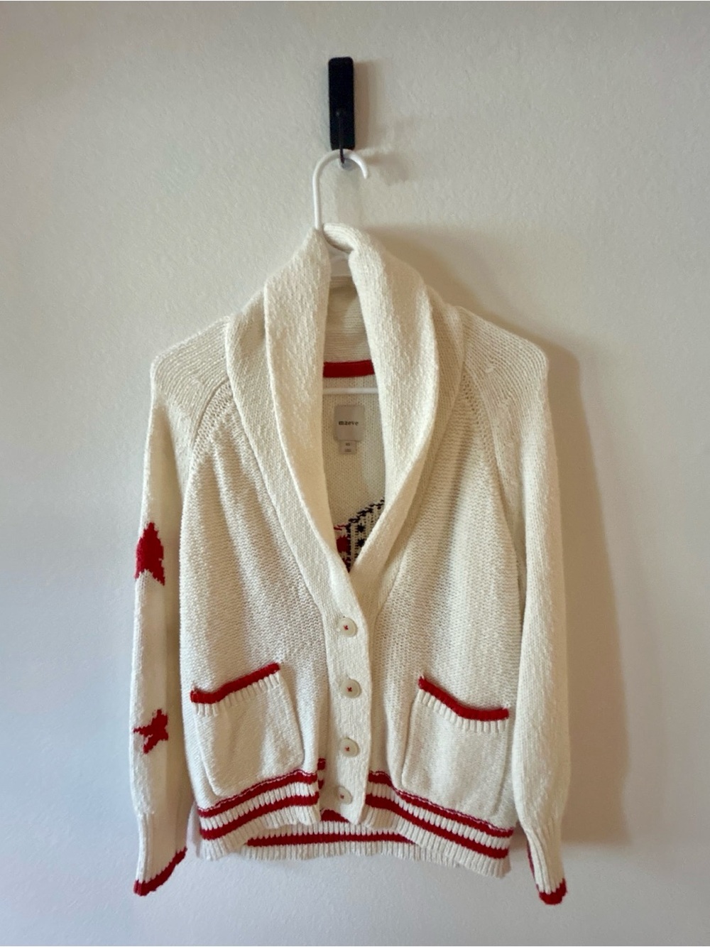 Anthropologie Maeve Shawl Collar American Flag Cardigan Sweater